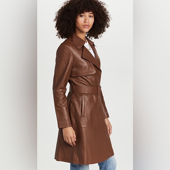 NEW - SOIA & KYO Alexis Genuine Leather Trench Coat - Picture 3 of 5